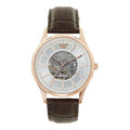 Emporio Armani Epoca White Skeletal Dial Black Leather Strap Watch For Men - AR2073