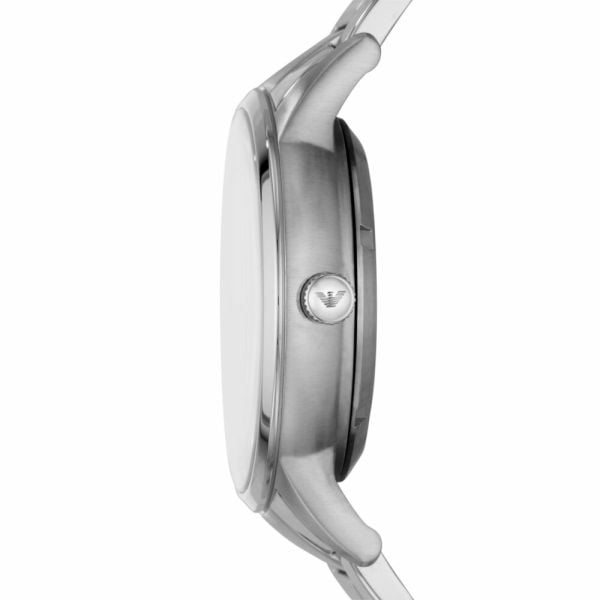 Emporio Armani Meccanico Automatic Black Dial Silver Steel Strap Watch For Men - AR60055