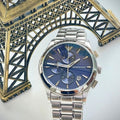 Emporio Armani Chronograph Blue Dial Silver Steel Strap Watch For Men - AR11528