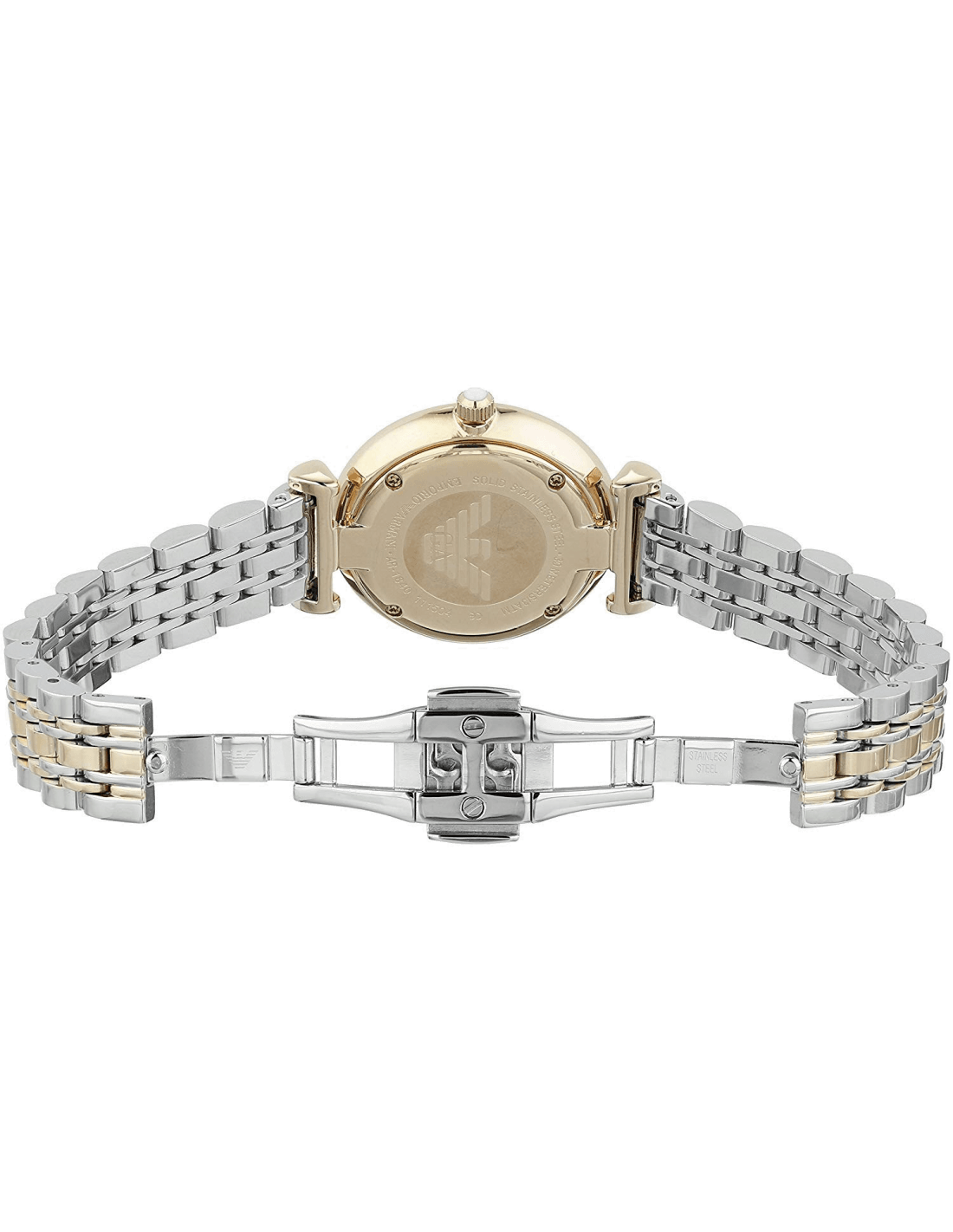Emporio Armani T Bar Gianni Classic Mother Of Pearl Dial Two Tone Steel Strap Watch For Women - AR1683