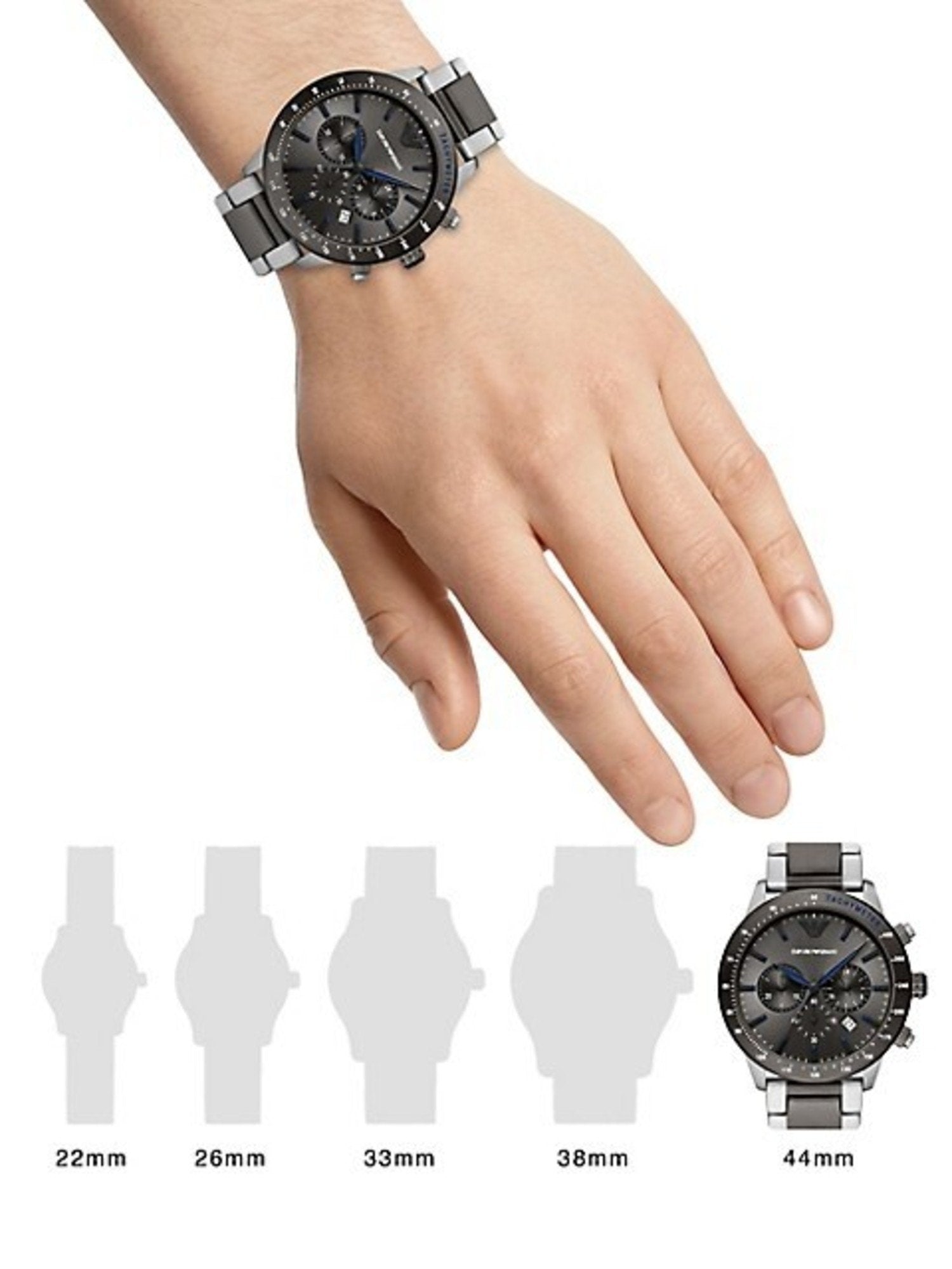 Emporio Armani Chronograph Grey Dial Two Tone Steel Strap Watch For Men - AR11391