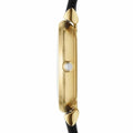 Emporio Armani Gianni T-Bar Quartz Mother of Pearl Dial Black Leather Strap Watch For Women - AR1910