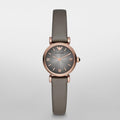 Emporio Armani Gianni T Bar Quartz Gray Dial Gray Leather Strap Watch For Women - AR1727