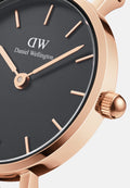 Daniel Wellington Classic Petite Cornwall Black Dial Black NATO Strap Watch For Women - DW00100215