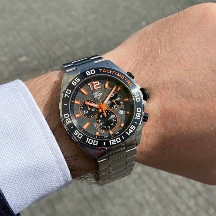 Tag Heuer Formula 1 Chronograph Ceramic Black Dial Silver Steel Strap Watch for Men - CAZ101AH.BA0842