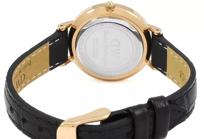 Daniel Wellington Classic Petite Reading White Dial Black Leather Strap Watch For Women - DW00100229