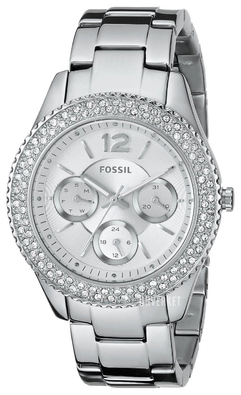 Fossil Stella Silver Dial Silver Steel Strap Watch for Women - ES3588