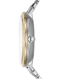 Fossil Jacqueline Analog Moonphase Mother of Pearl White Dial Two Tone Steel Strap Watch for Women - ES5166
