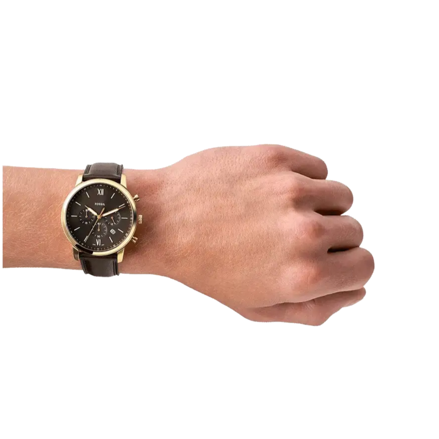 Fossil Neutra Chronograph Brown Dial Brown Leather Strap Watch for Men - FS5763
