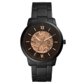 Fossil Neutra Automatic Skeleton Black Dial Black Steel Strap Watch for Men - ME3183