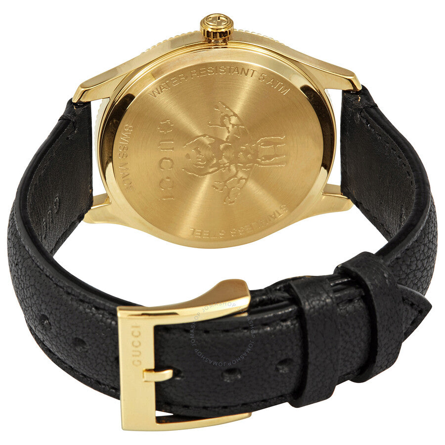 Gucci G Timeless Quartz Silver Dial Black Leather Strap Watch For Women - YA1264181