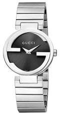 Gucci Interlocking G Quartz Black Dial Black Steel Strap Watch For Women - YA133502