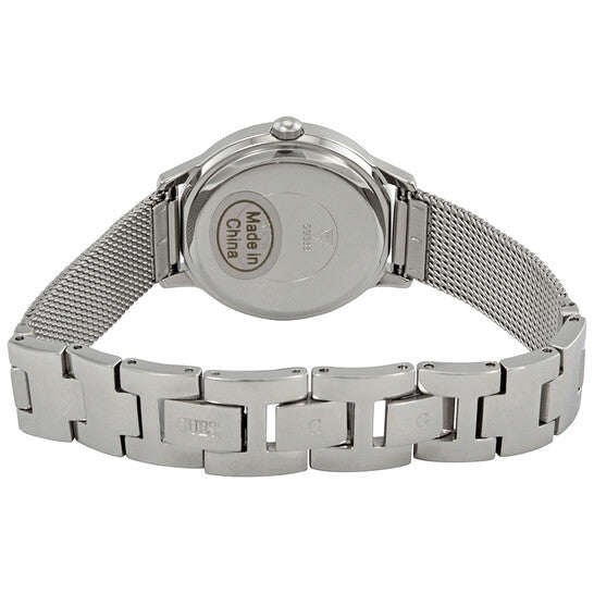 Guess Chelsea Crystals Black Dial Silver Mesh Bracelet Watch For Women  - W0647L5