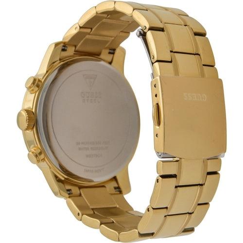 Guess Horizon Chronograph Black Dial Gold Steel Strap Watch For Men - W0379G4