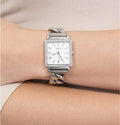 Guess Vanity Diamonds White Dial Silver Steel Strap Watch for Women - W1030L1