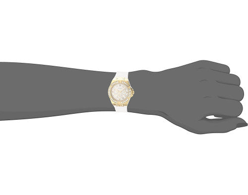 Guess Venus Diamonds White Dial White Rubber Strap Watch for Women - GW0118L5