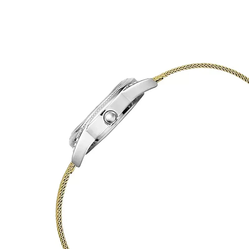 Guess Whisper Silver Dial Gold Mesh Bracelet Watch for Women - W1084L2