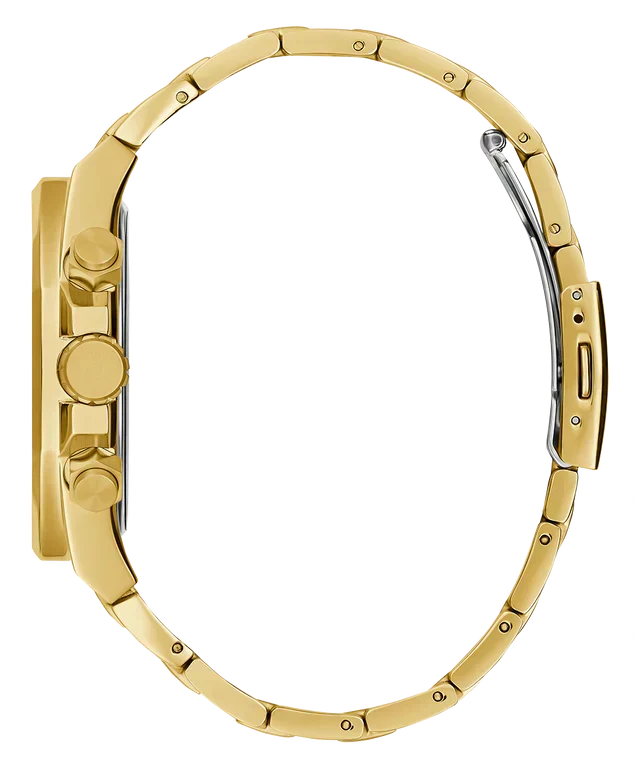 Guess Empire Quartz Black Dial Gold Steel Strap Watch For Men - GW0489G2