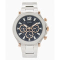 Guess Edge Chronograph Black Dial Silver Steel Strap Watch For Men - GW0539G1