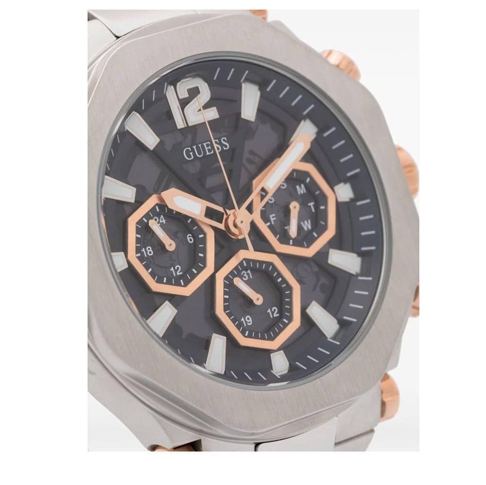 Guess Edge Chronograph Black Dial Silver Steel Strap Watch For Men - GW0539G1