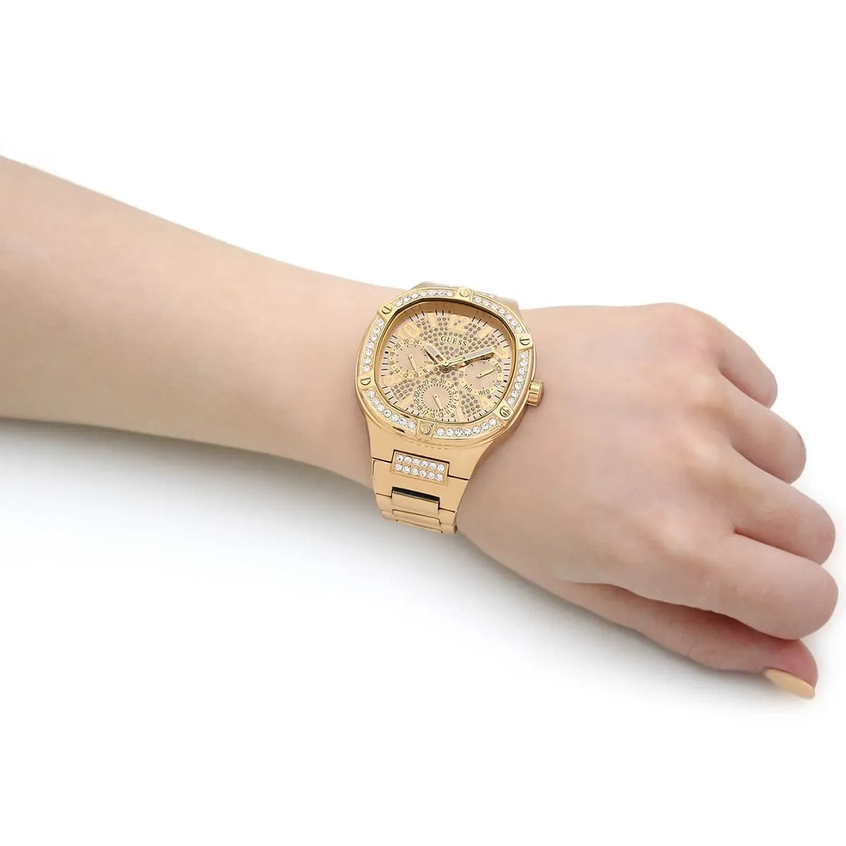 Guess Duchess Quartz Gold Dial Gold Steel Strap Watch For Women - GW0558L2