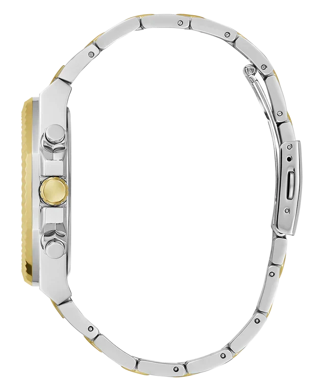 Guess Equity Analog Blue Dial Two Tone Steel Strap Watch For Men - GW0703G3