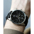 Hugo Boss Skymaster Black Dial Black Leather Strap Watch for Men - 1513782