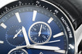 Hugo Boss Rafale Chronograph Quartz Blue Dial Black Leather Strap Watch For Men - HB1513391