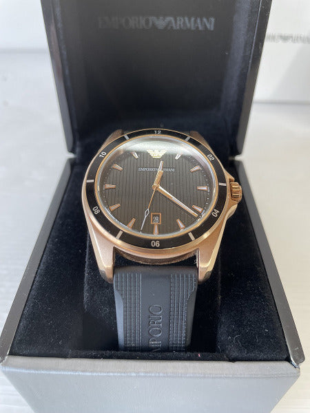 Emporio Armani Sport Quartz Black Dial Black Rubber Strap Watch For Men - AR11101
