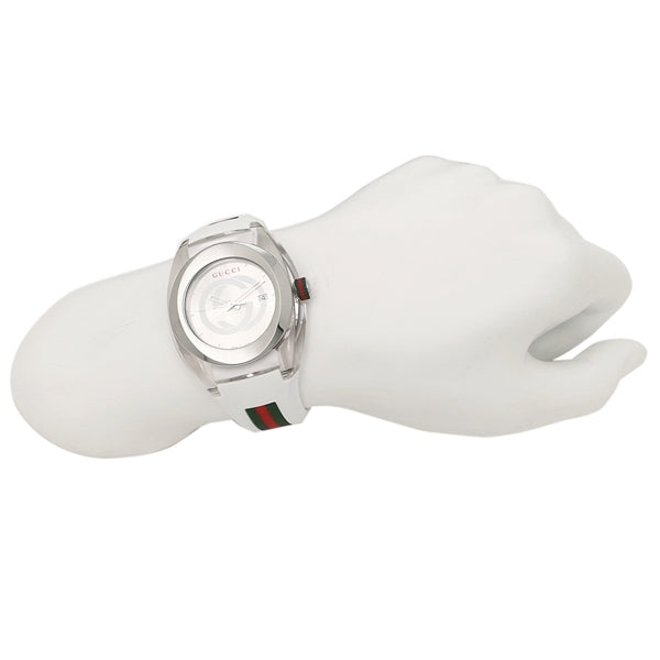 Gucci Sync XXL White Dial White Rubber Strap Watch For Men - YA137102
