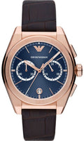 Emporio Armani Federico Chronograph Blue Dial Brown Leather Strap Watch For Men - AR11563