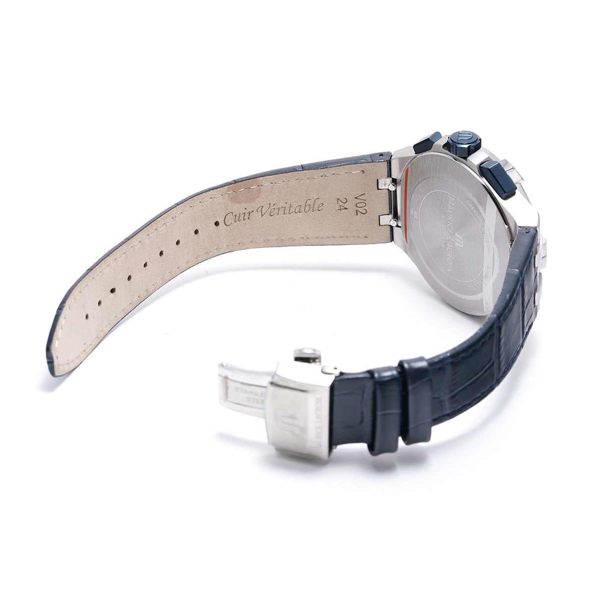 Maurice Lacroix Aikon Chronograph Blue Dial Blue Leather Strap Watch For Men - AI1018-SS001-432-4