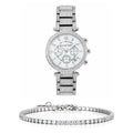 Michael Kors Parker Mother of Pearl Dial Diamonds Silver Steel Strap Watch for Women - MK5572