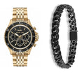Michael Kors Bayville Chronograph Black Dial Gold Steel Strap Watch For Men - MK8726