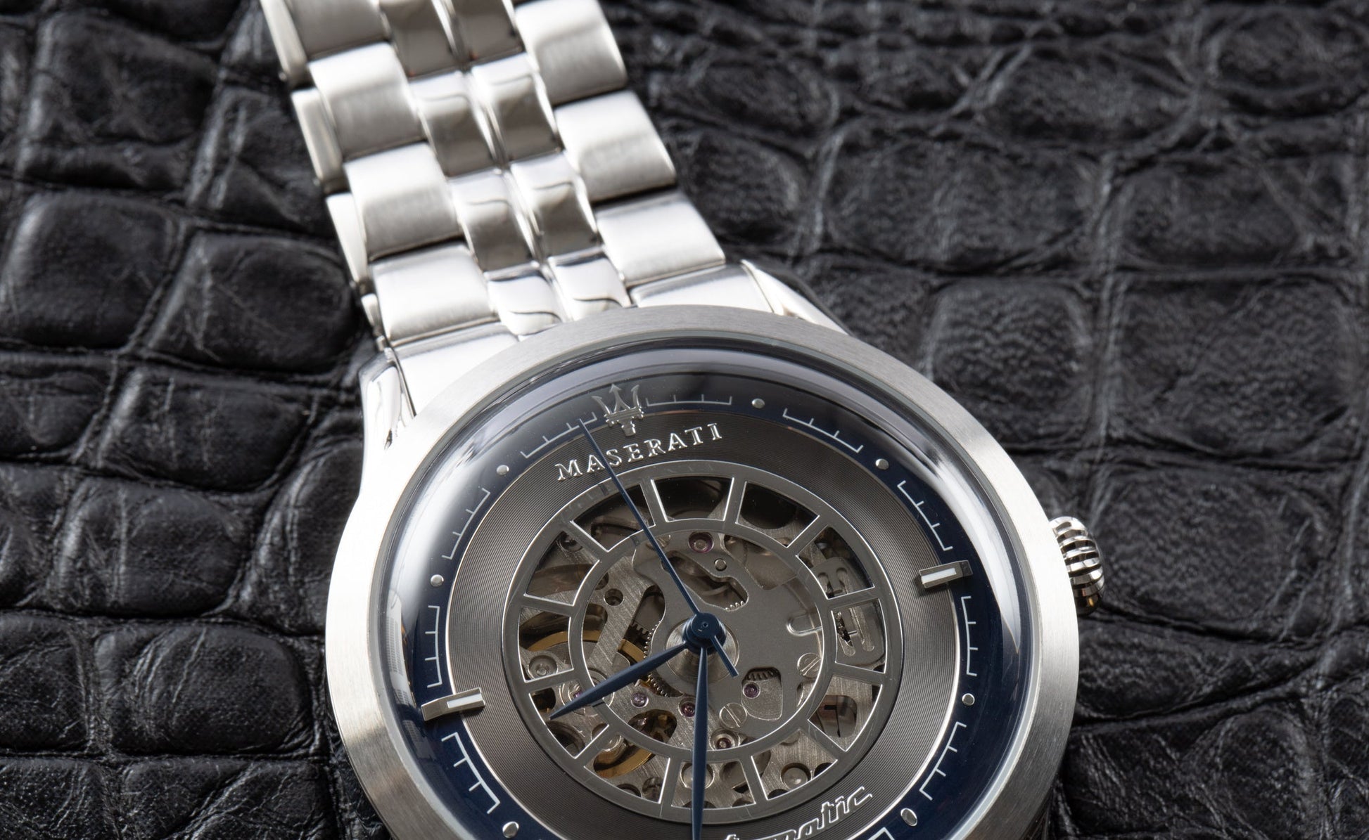 Maserati Ricordo Automatic Gray Dial Silver Steel Strap Watch For Men - R8823133003