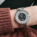 Swarovski Lovely Crystal Black Dial Silver Steel Strap Watch for Women - 1160305