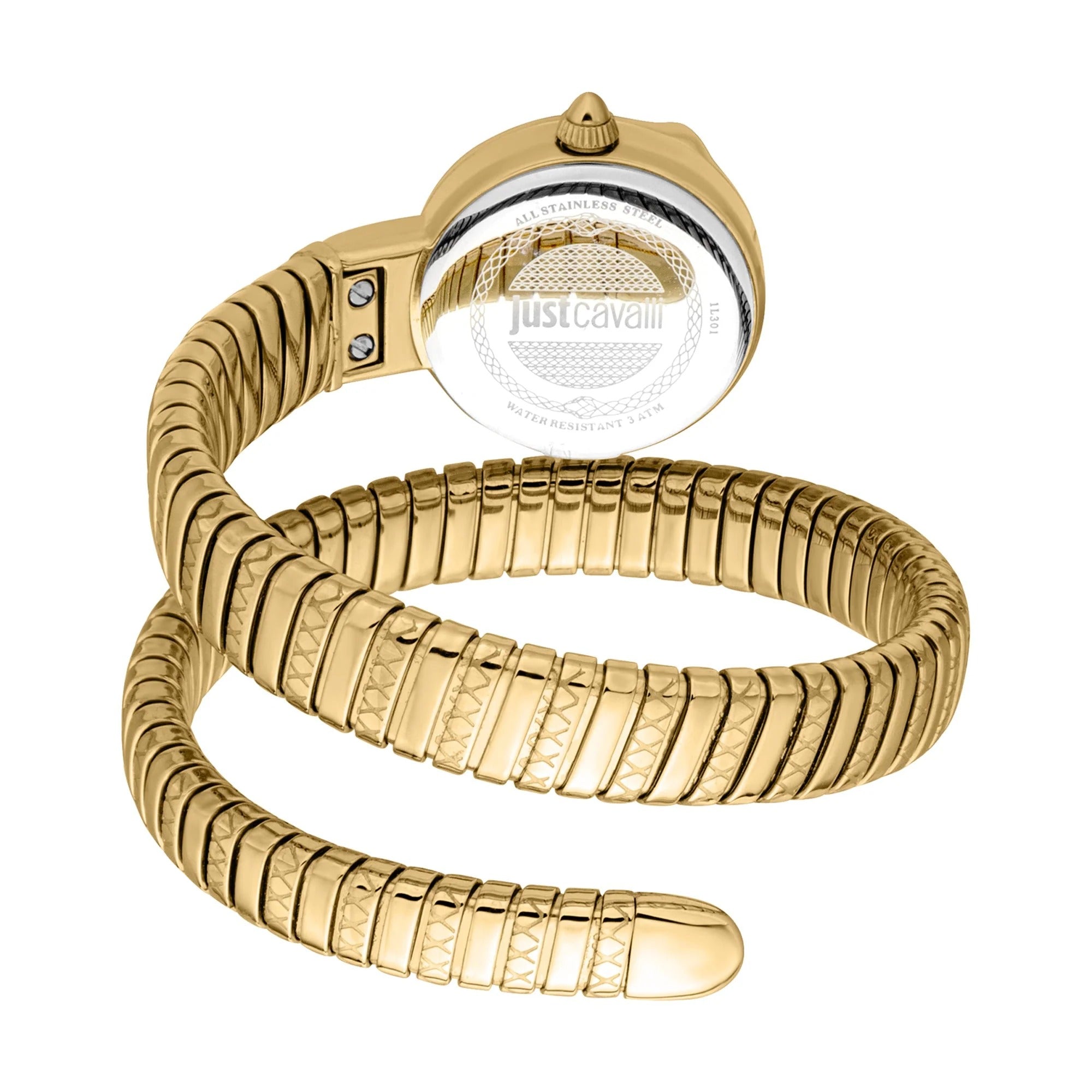Just Cavalli Enchanting White Dial Gold Steel Strap Watch for Women - JC1L301M0025