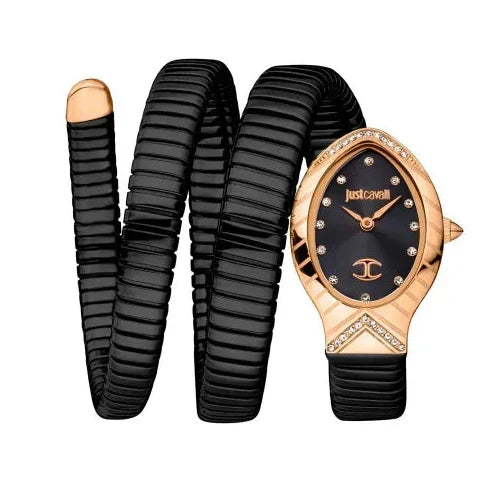 Just Cavalli Classico Lungo Black Dial Black Steel Strap Watch for Women - JC1L248M0085