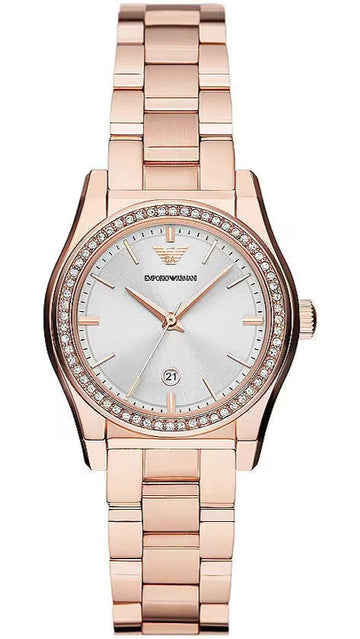 Emporio Armani Federica Analog Mother of Pearl Dial Rose Gold Steel Strap Watch for Women - AR11558
