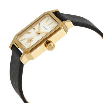 Tory Burch Robinson White Dial Black Leather Strap Watch for Women - TBW1504