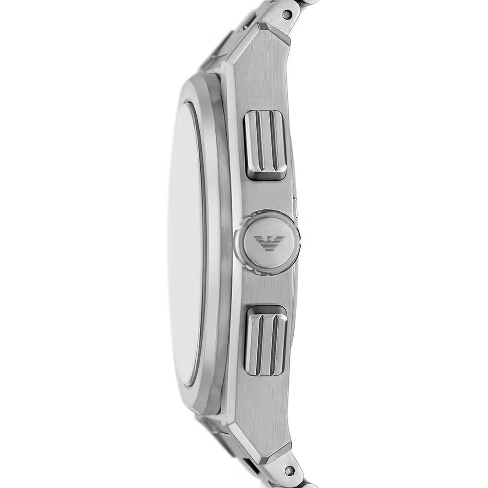Emporio Armani Federico Chronograph Green Dial Silver Steel Strap Watch for Men - AR11640