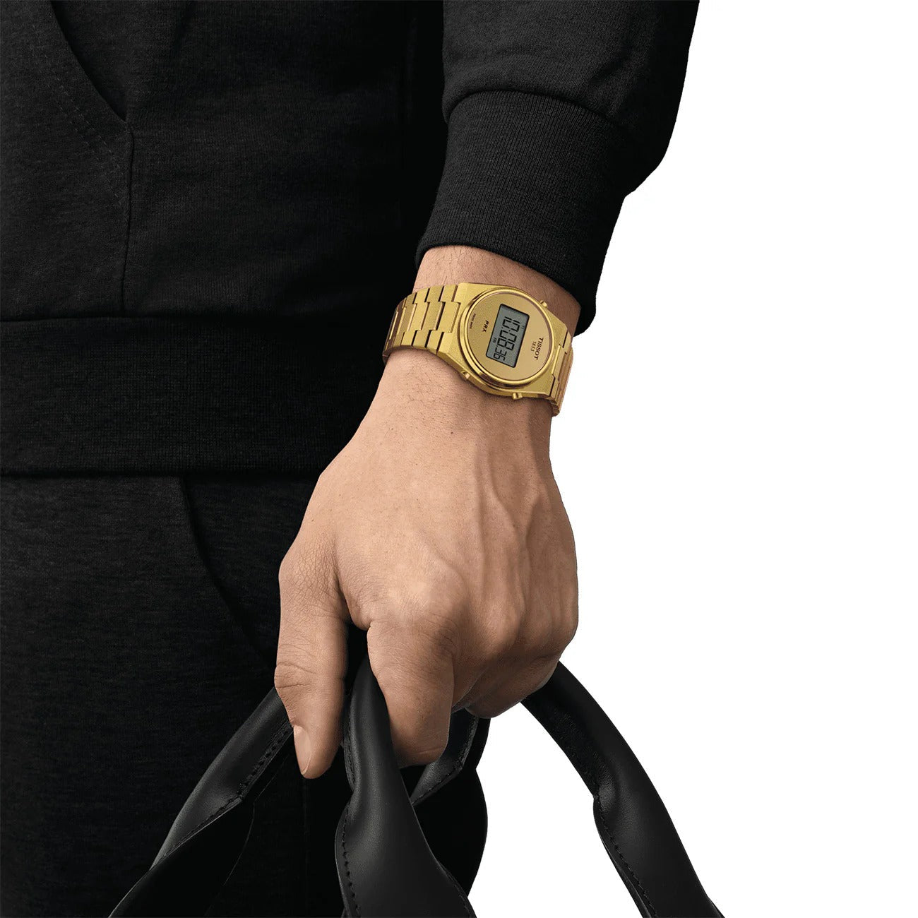 Tissot PRX Digital Quartz Gold Dial Gold Steel Strap Watch for Men - T137.463.33.020.00