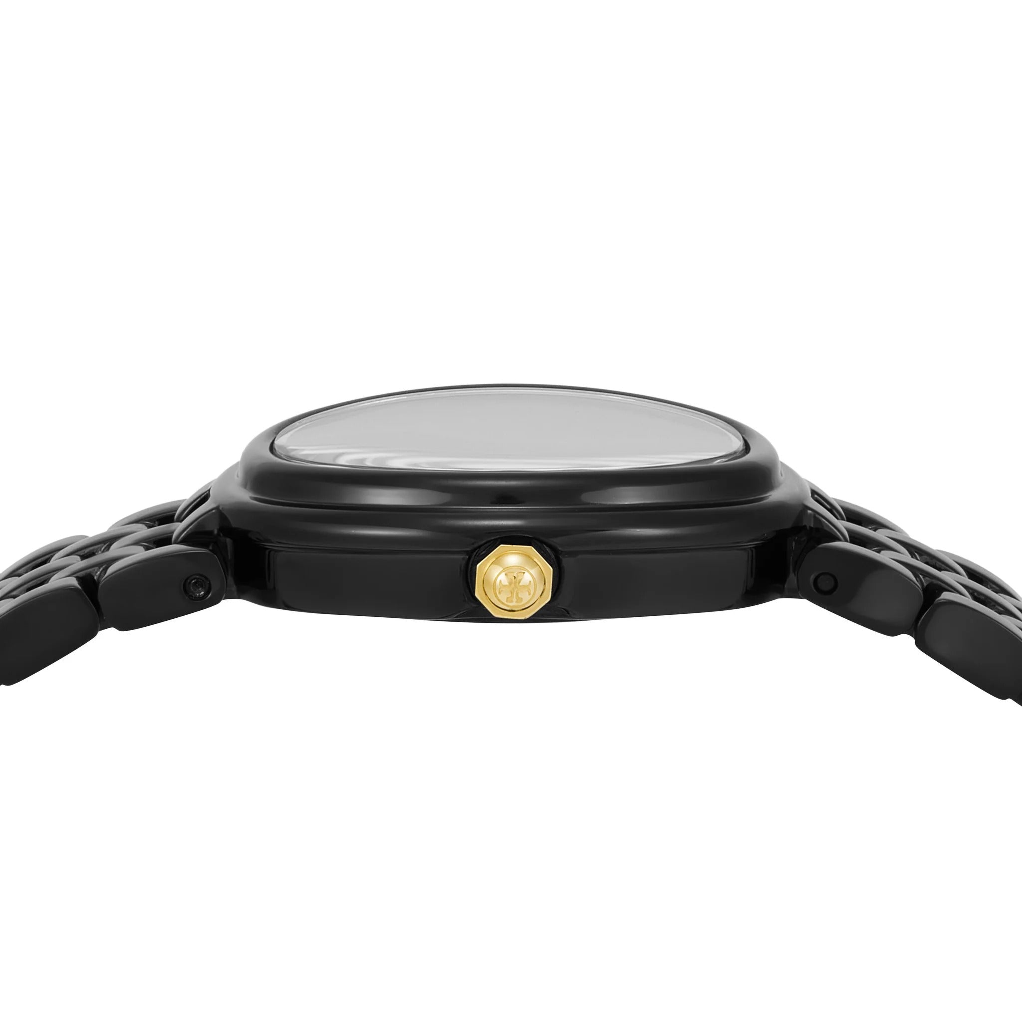 Tory Burch Oval Black Dial Black Steel Strap Watch for Women - TBW6035
