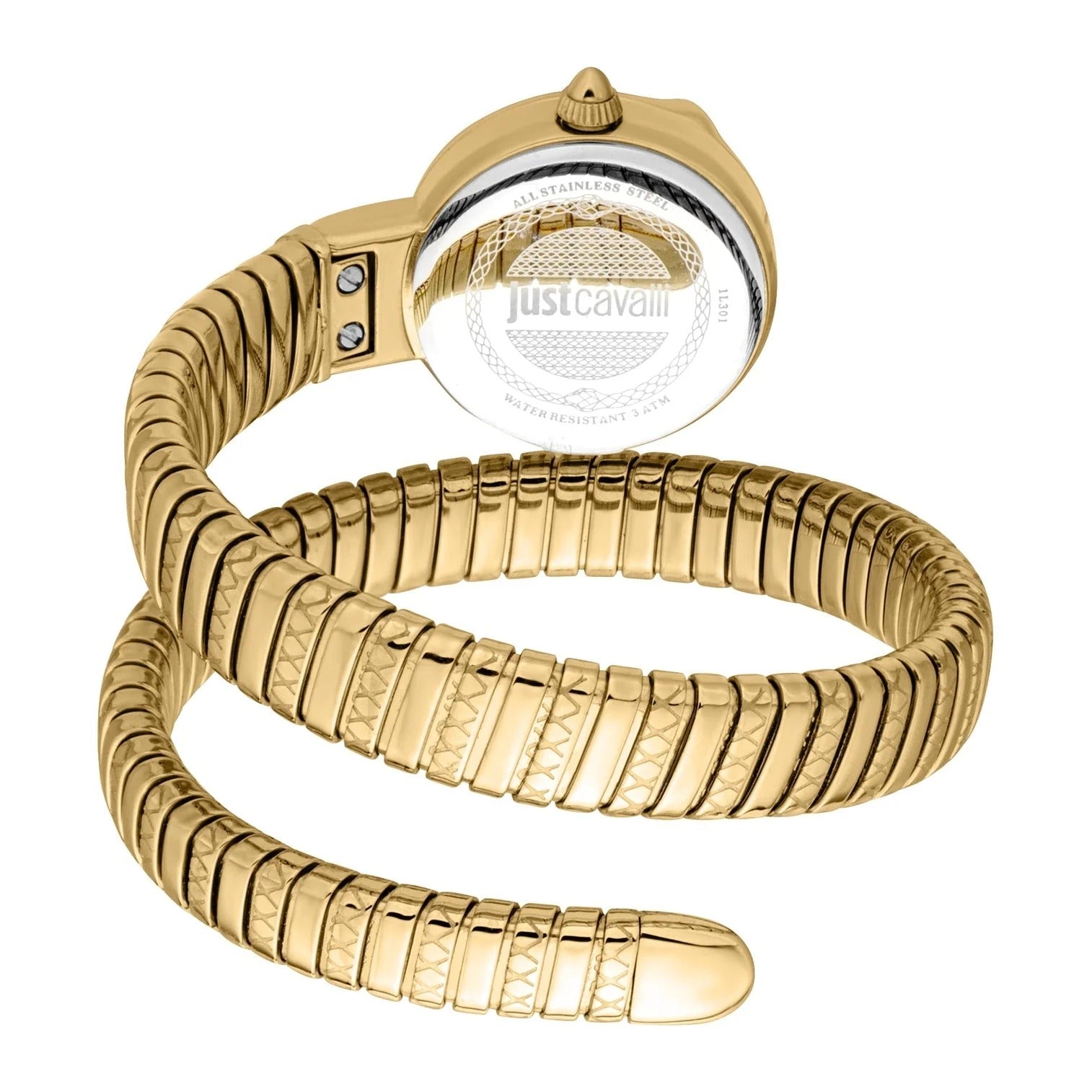 Just Cavalli Enchanting Green Dial Gold Steel Strap Watch for Women - JC1L301M0035