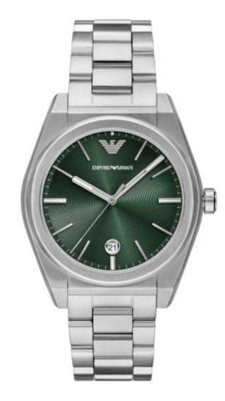 Emporio Armani Frederico Analog Green Dial Silver Steel Strap Watch for Men - AR11621