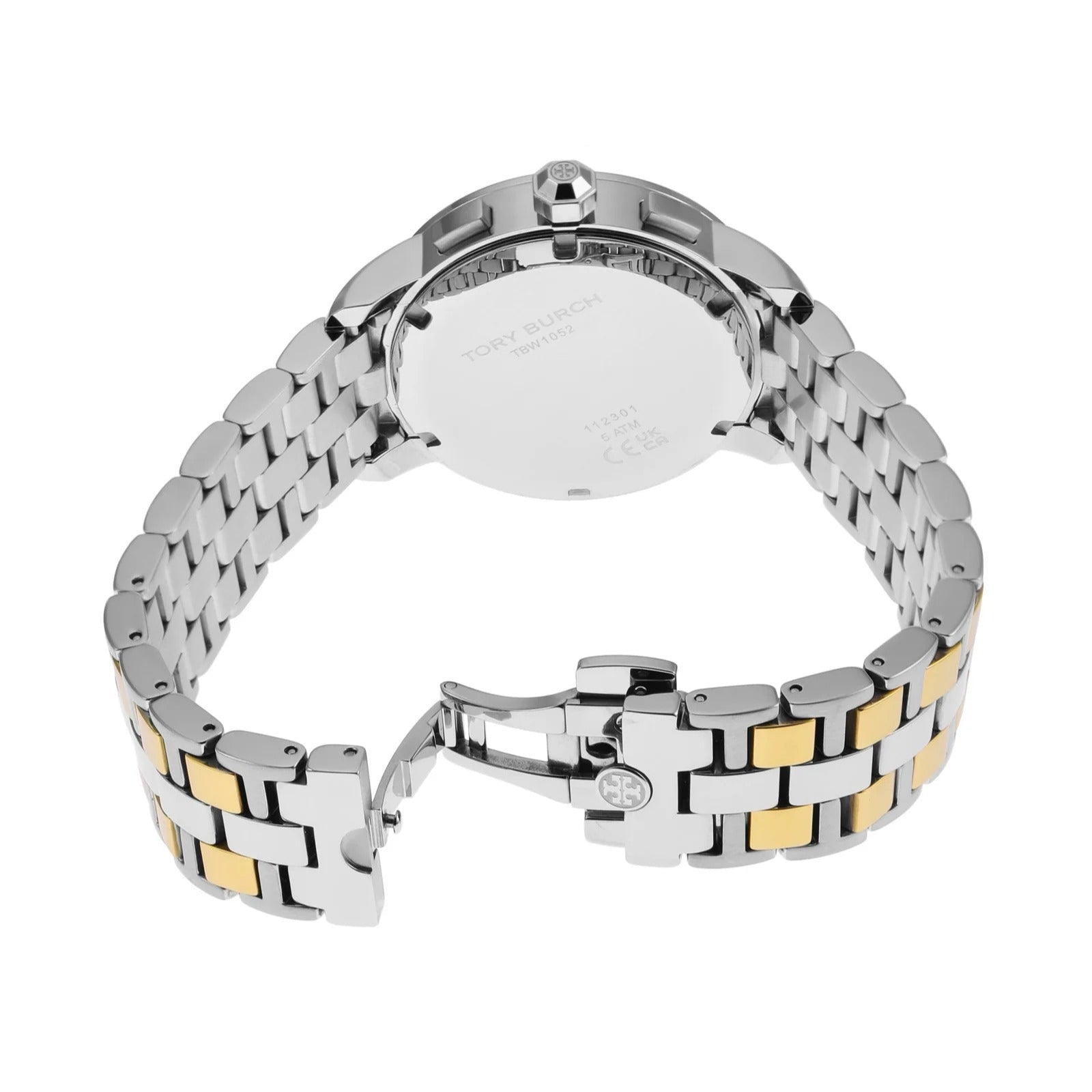 Tory Burch Classic Chronograph White Dial Two Tone Steel Strap Watch for Women - TBW1034