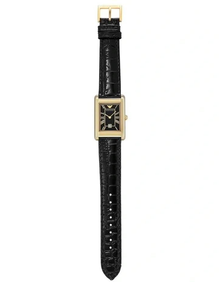 Emporio Armani Gino Black Dial Black Leather Strap Watch for Men - AR11666