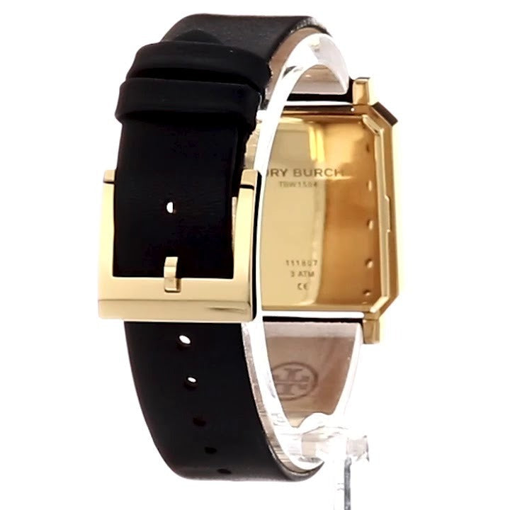 Tory Burch Robinson White Dial Black Leather Strap Watch for Women - TBW1504