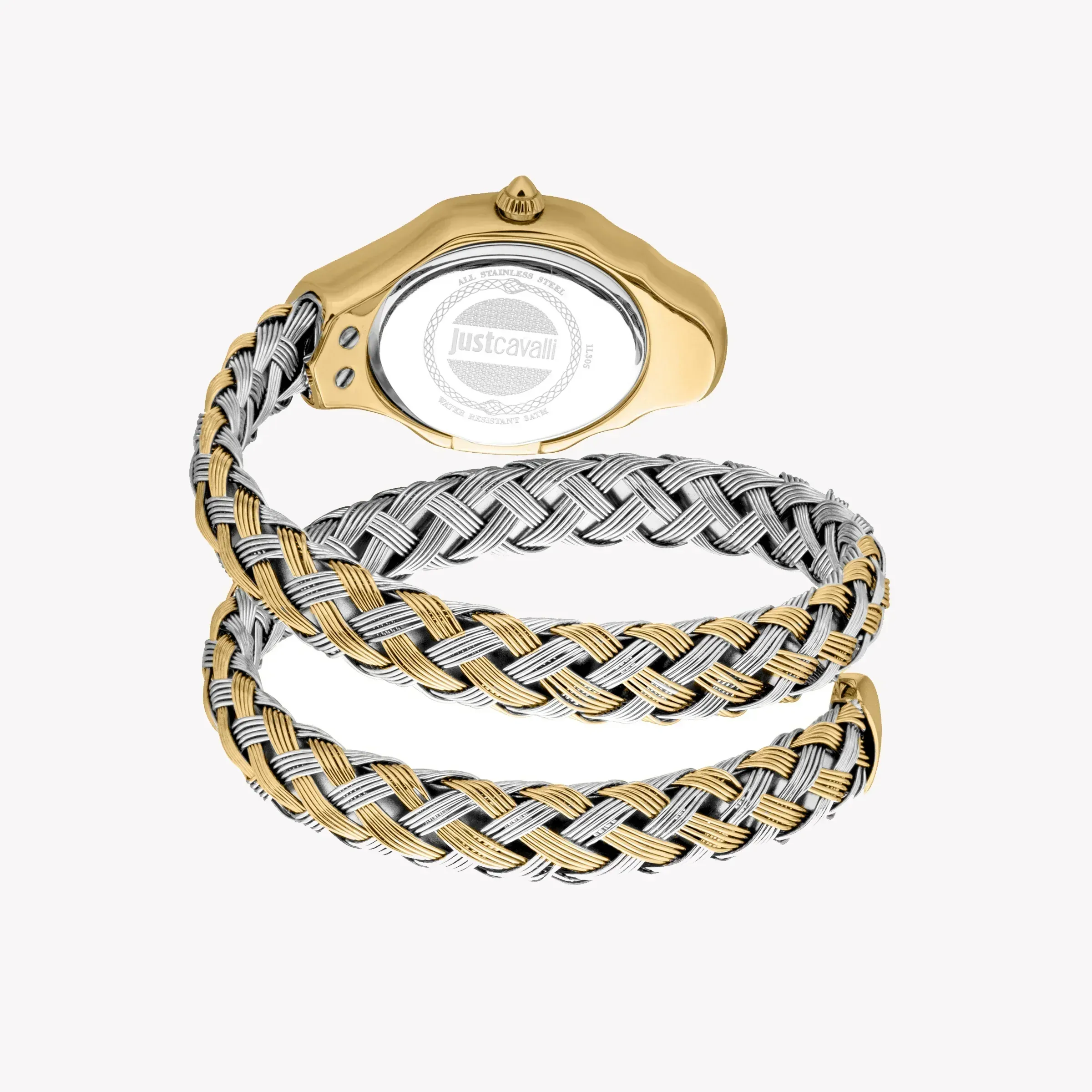 Just Cavalli Twined Mother of Pearl Dial Two Tone Steel Strap Watch for Women  - JC1L305M0055