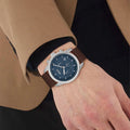 Hugo Boss Trace Chronograph Blue Dial Brown Leather Strap Watch for Men - 1514002